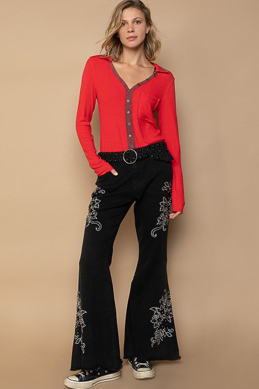 Embroidered Flare Pants