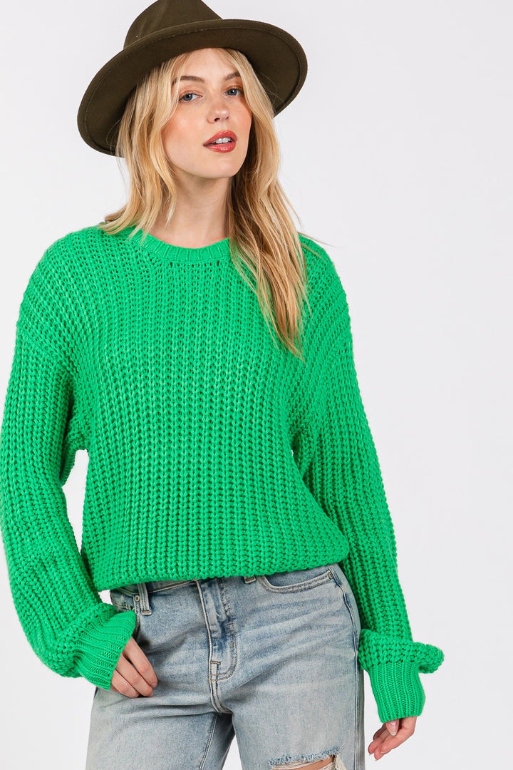 Round Neck Drop Shoulder Sweater