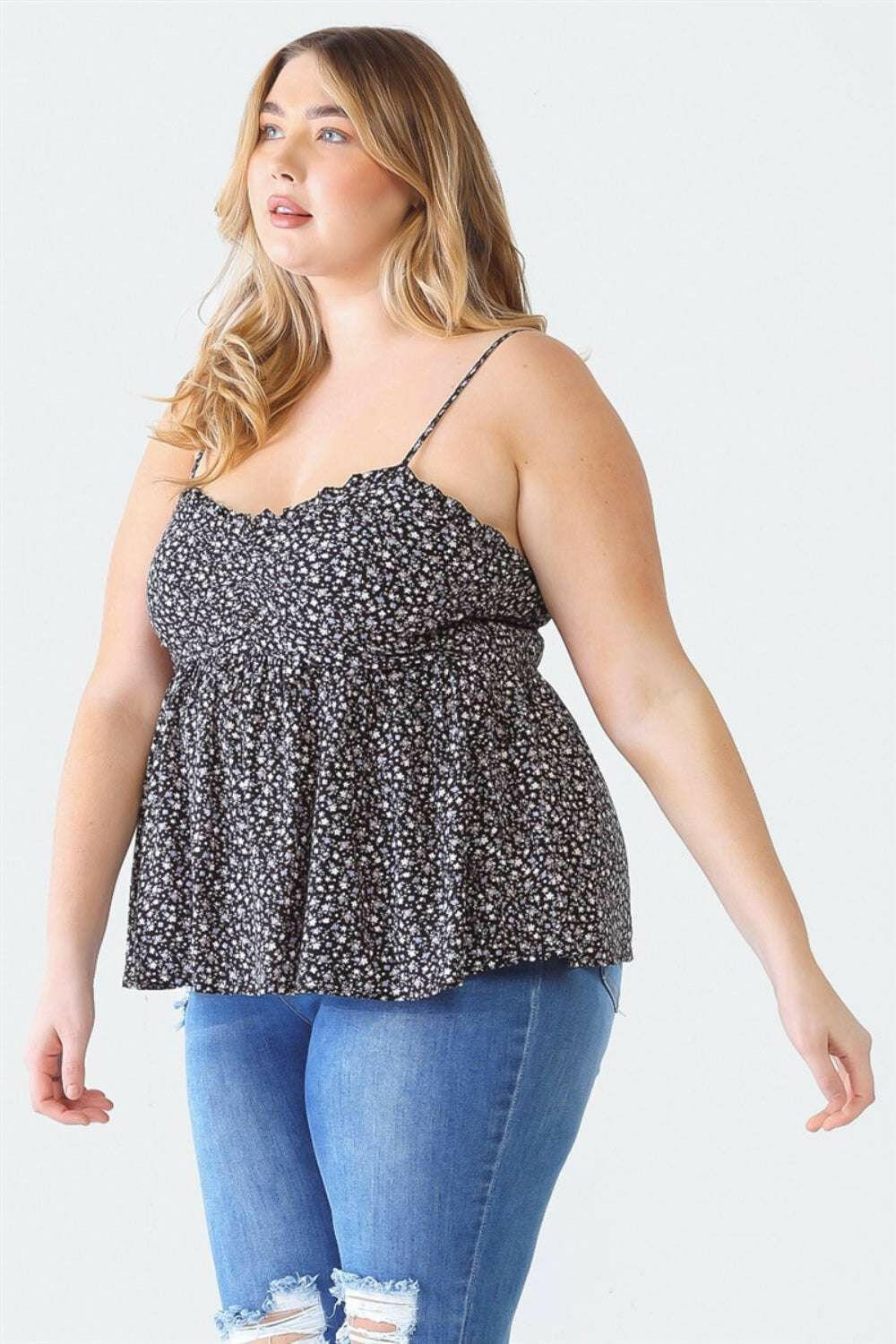 Sweetheart Smocked Floral Cami - Plus Size