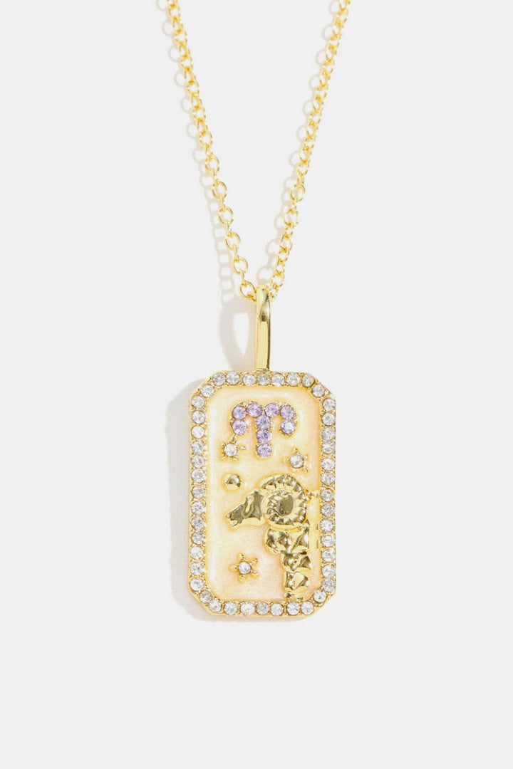 Zodiac Rhinestone Pendant Necklace.