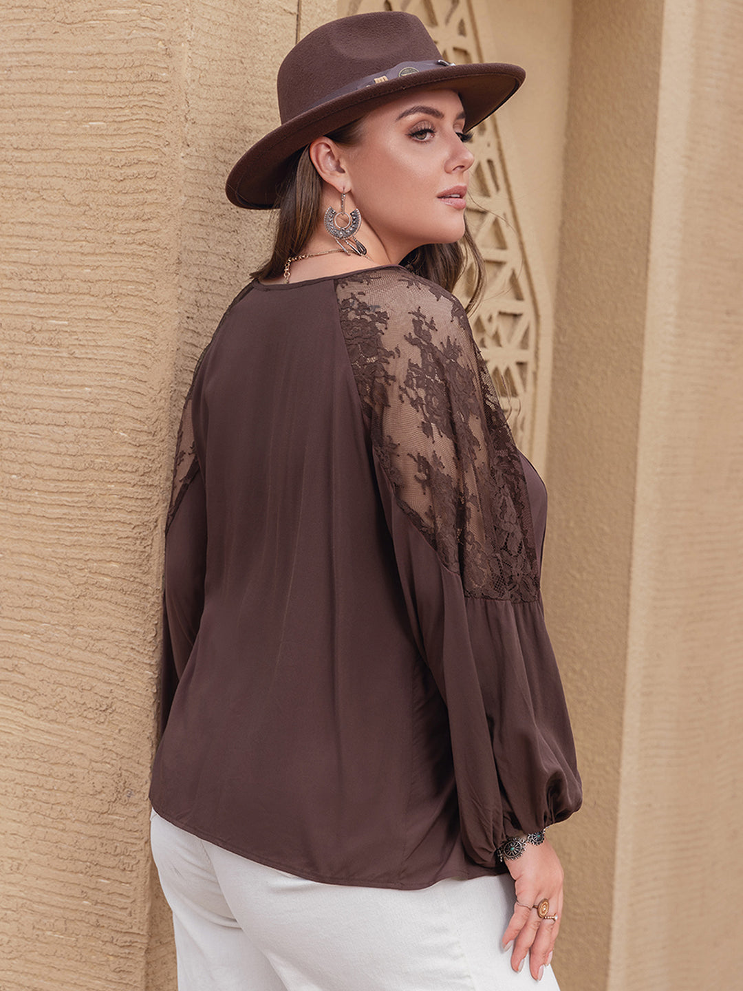 Mocha Lace Poet Blouse