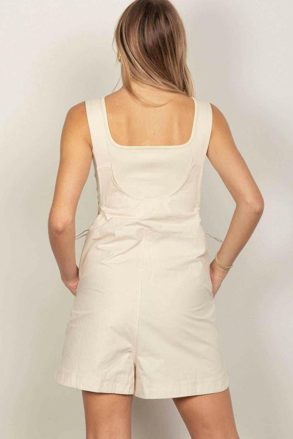 Ivory 'Breezy Days' Adjustable Waist Overall Shorts - Very J