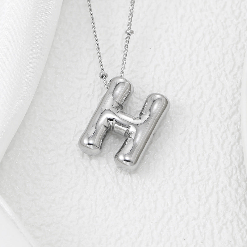 Bubble Letter Pendant Necklace A-L