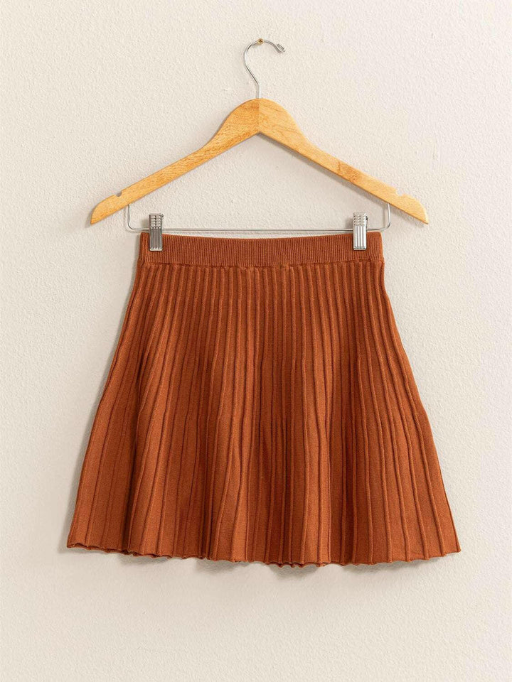 High Waisted Pleated Mini Skirt.