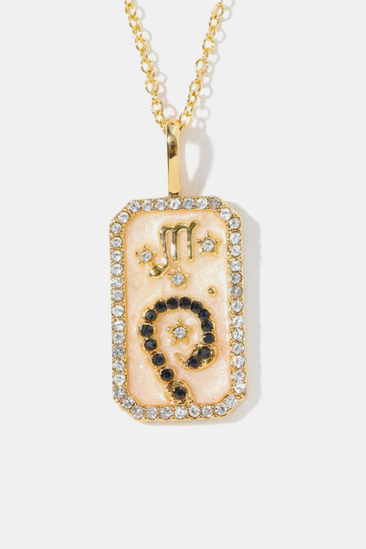 Zodiac Rhinestone Pendant Necklace.