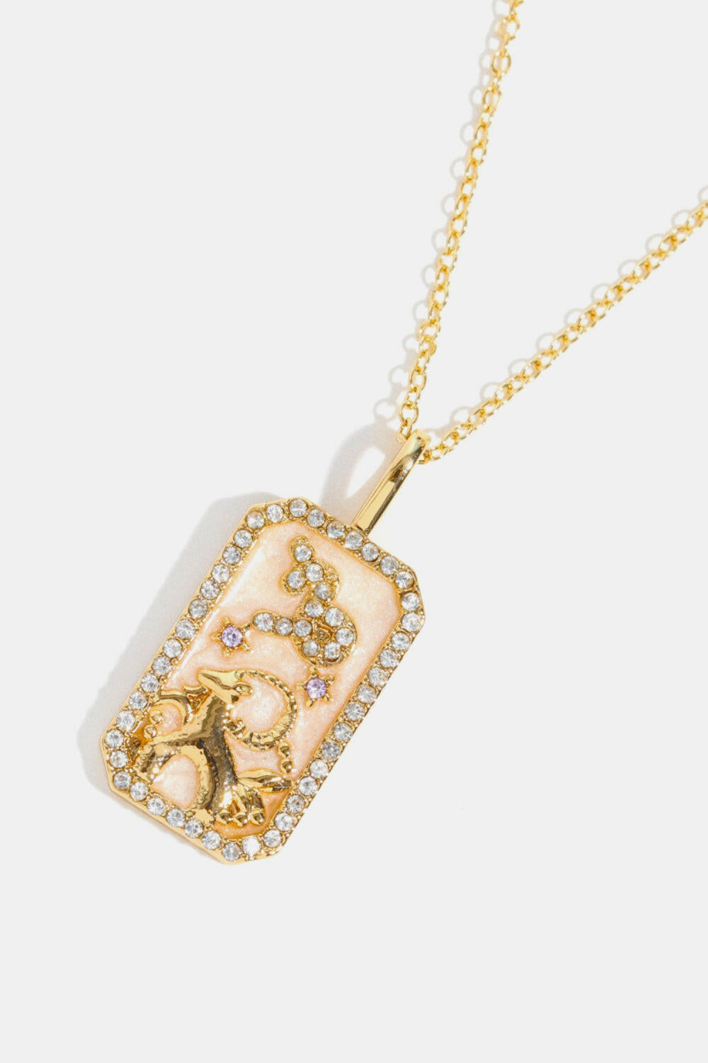 Zodiac Rhinestone Pendant Necklace.