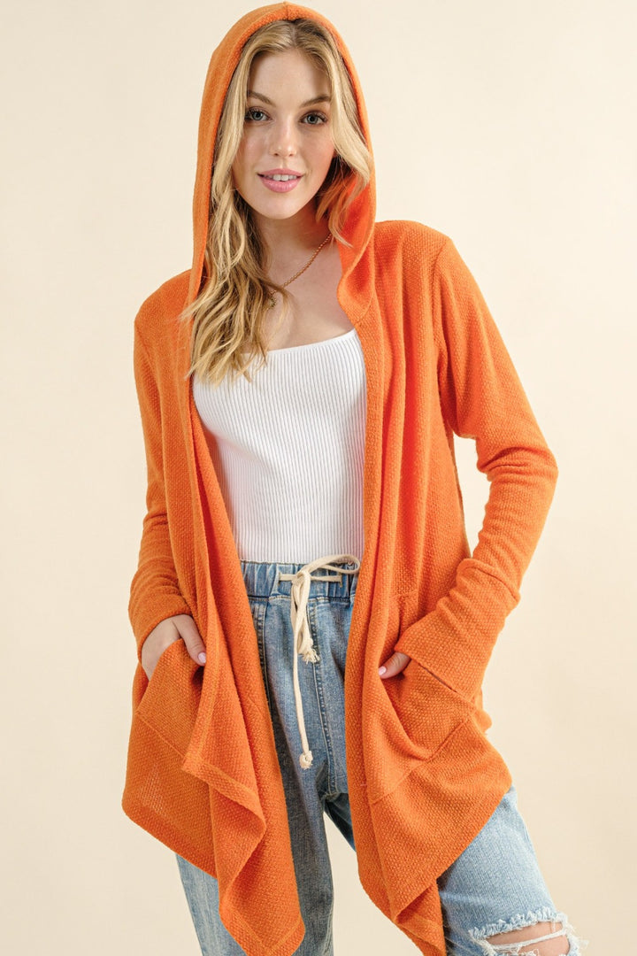 Thermal Hooded Cardigan with Pockets