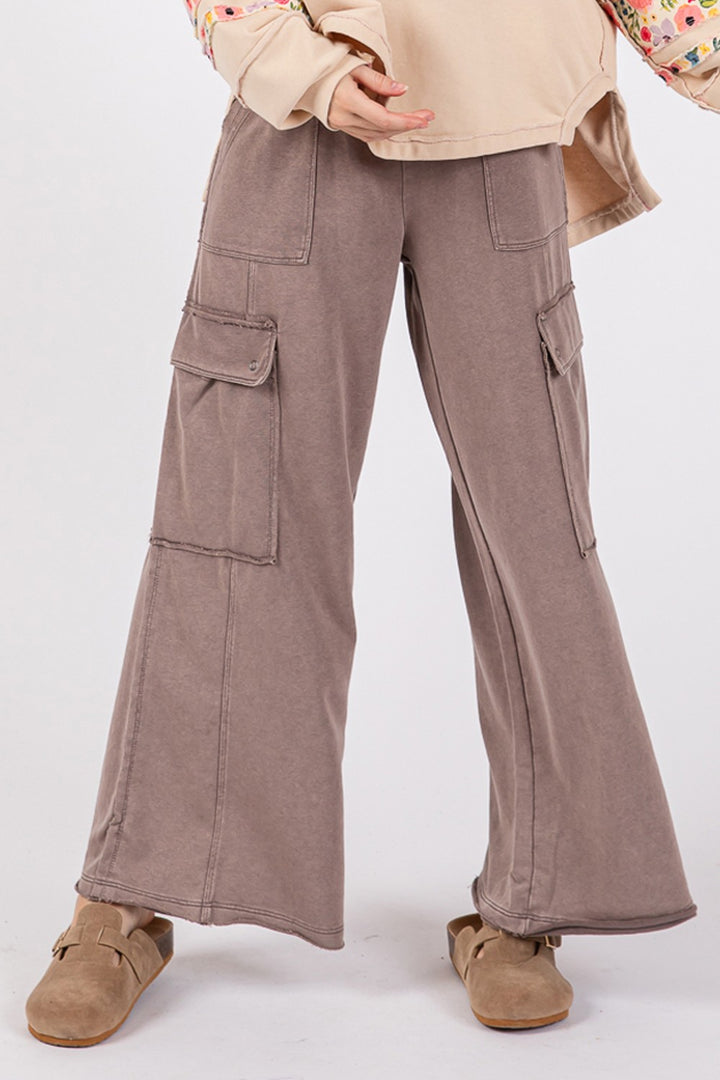 Knit Terry Mineral Wash Wide Leg Pants