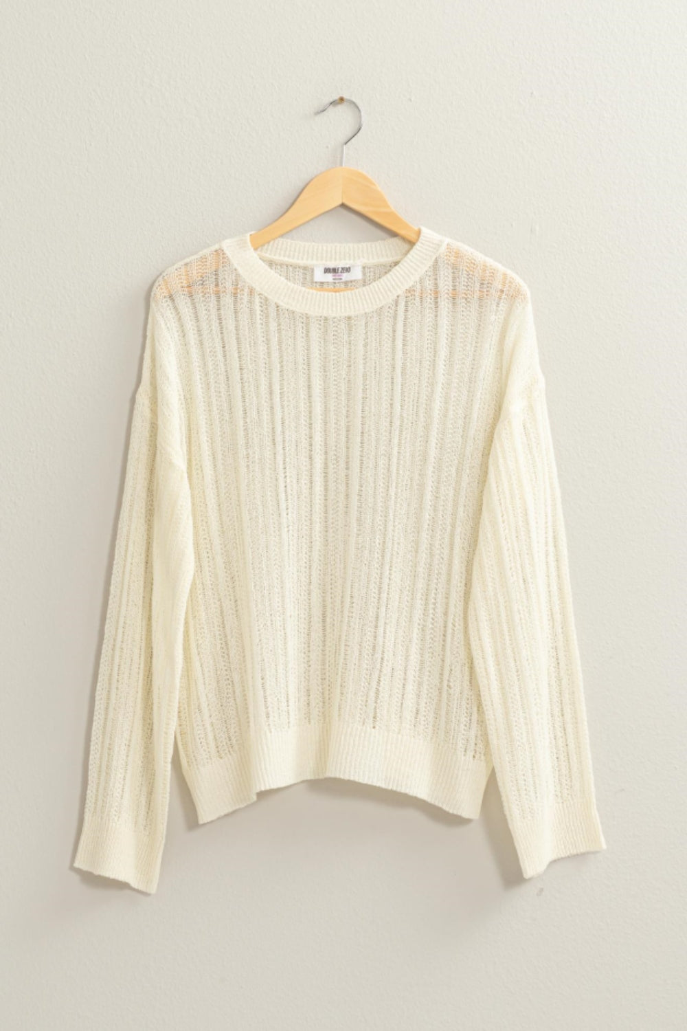 Openwork Ribbed Trim Knit Top