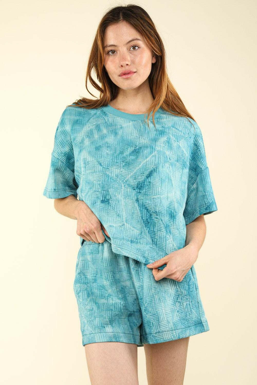 Quilted Crop Top and Shorts Set - Teal - The Rogue Daisy