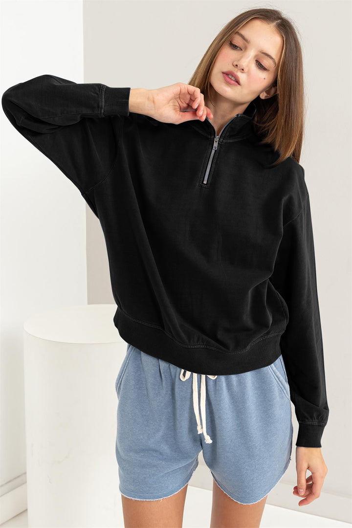 Half-Zip Drop Shoulder Sweatshirt