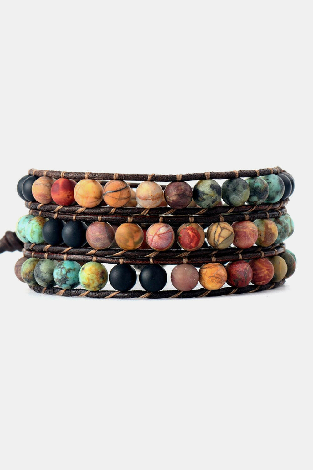 Triple Layer Beaded Agate Bracelet.