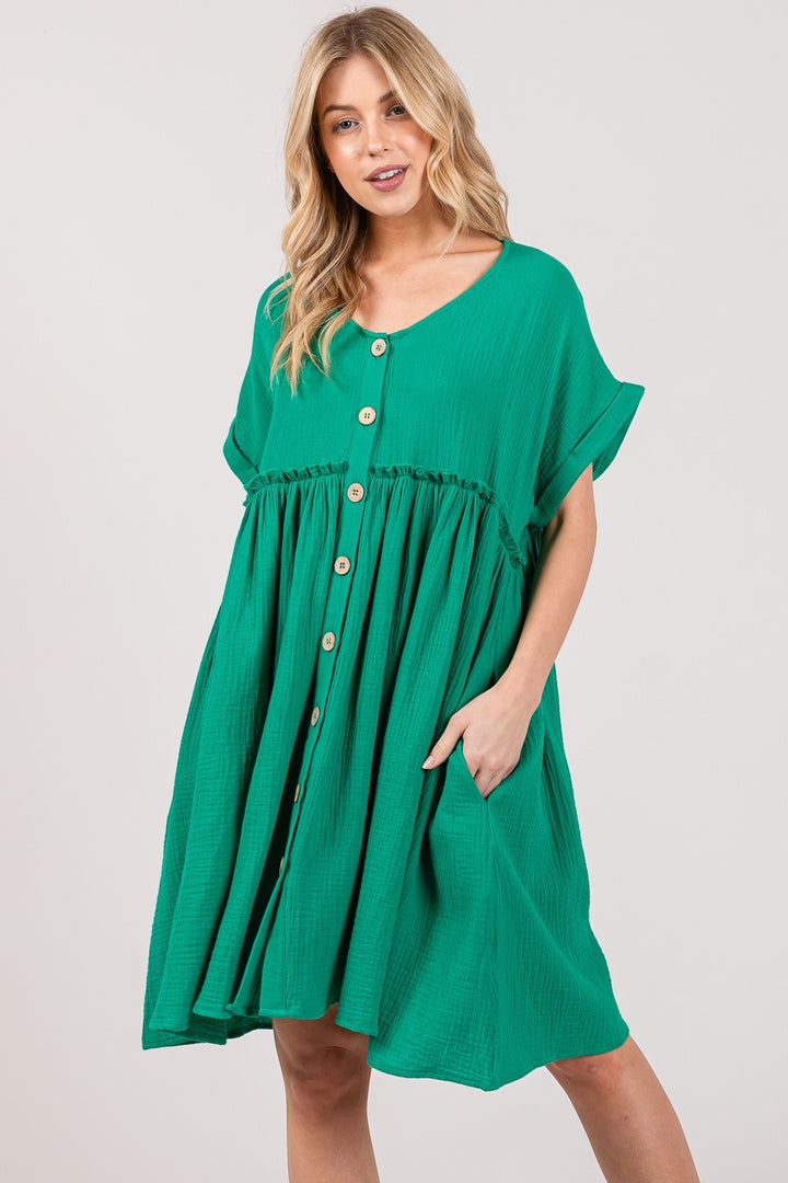 Emerald Breeze Babydoll Dress