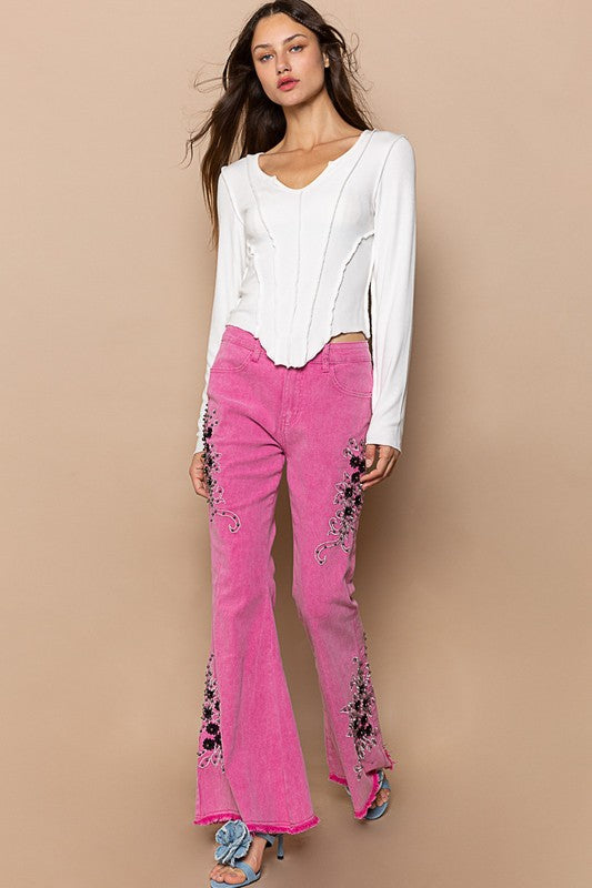 Embroidered Flare Pants