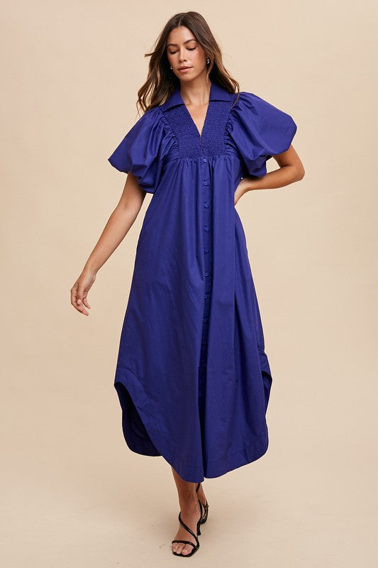 Royal Smock Midi Dress