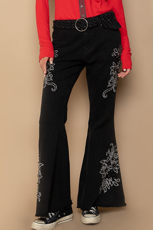 Embroidered Flare Pants