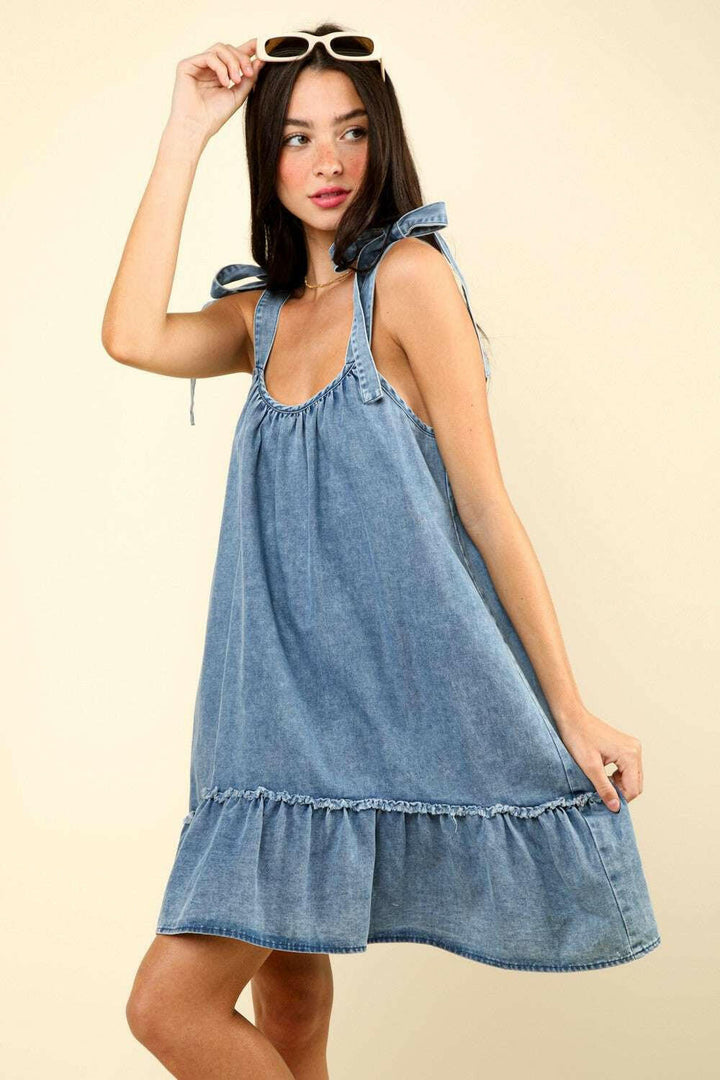 Washed Denim Mini Dress - The Rogue Daisy