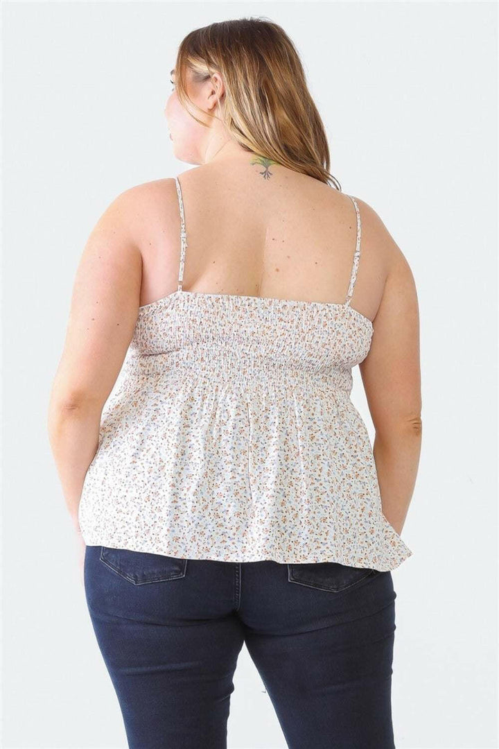 Sweetheart Smocked Floral Cami - Plus Size