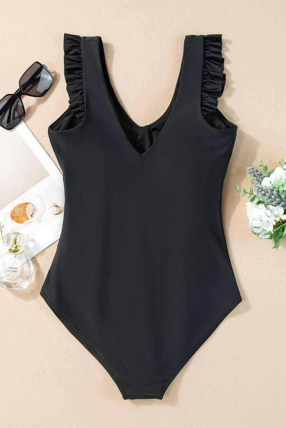 Ruched V-Neck One-Piece Swimsuit - The Rogue Daisy