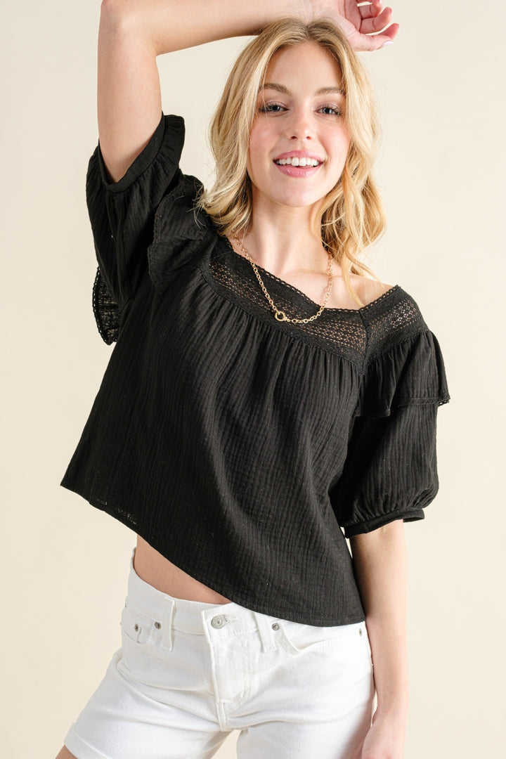 Square Neck Ruffled Blouse