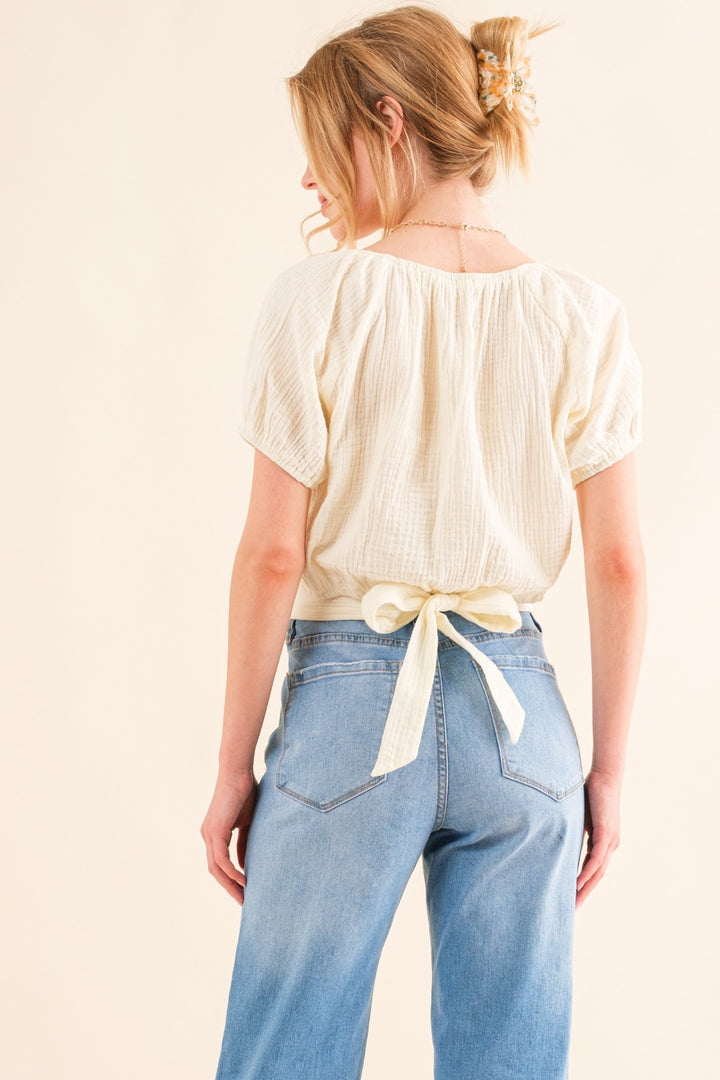 Tie Back Cropped Blouse