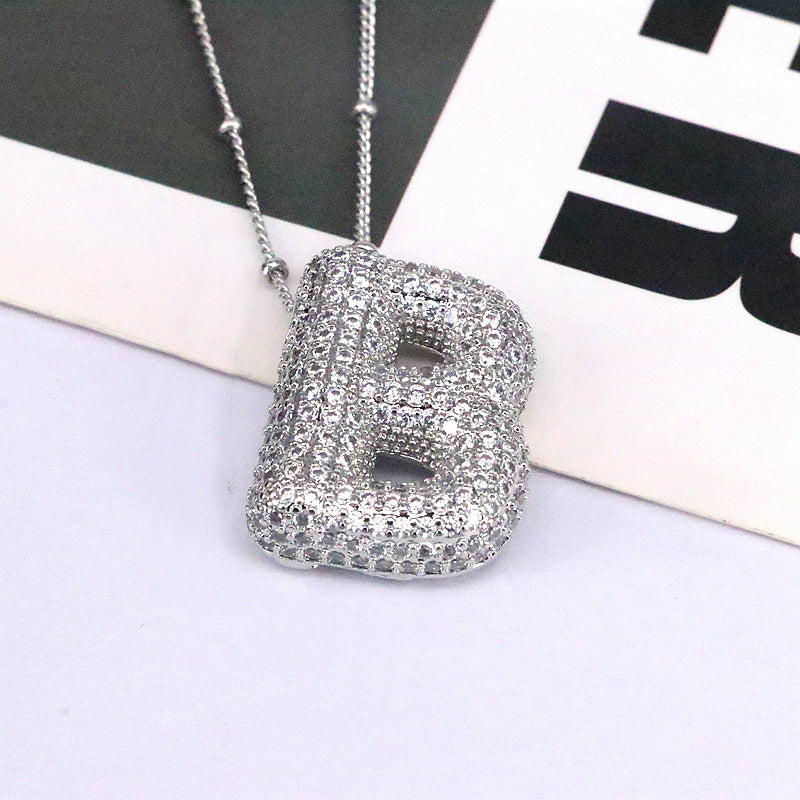 Sparkling Initial Bubble Necklace - A-L