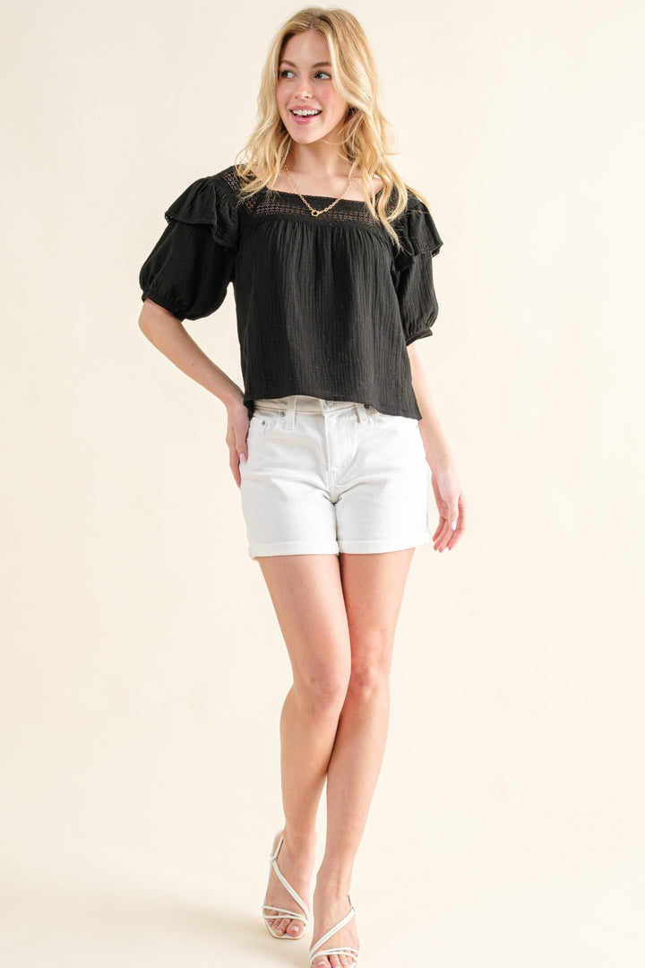 Square Neck Ruffled Blouse