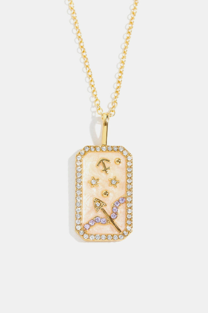 Zodiac Rhinestone Pendant Necklace.