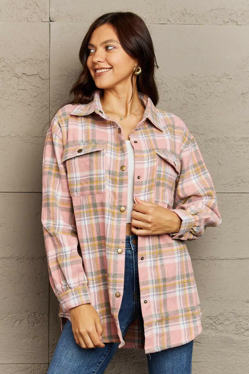 Plaid Long Sleeve Shacket.