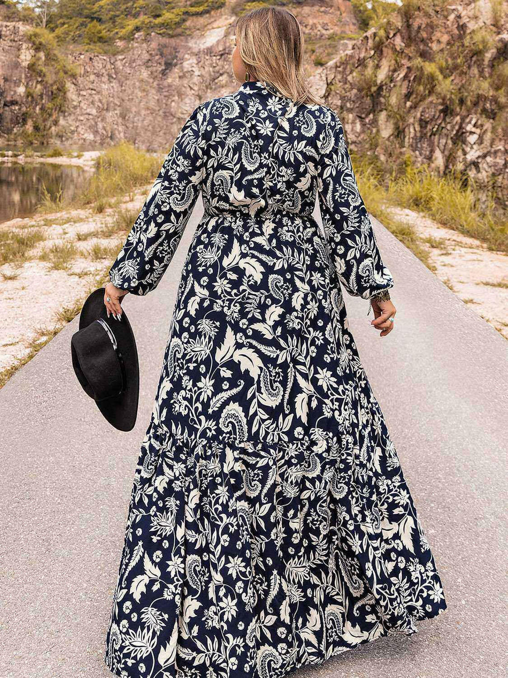 Western Whispers Long Sleeve Maxi Dress - Plus Size