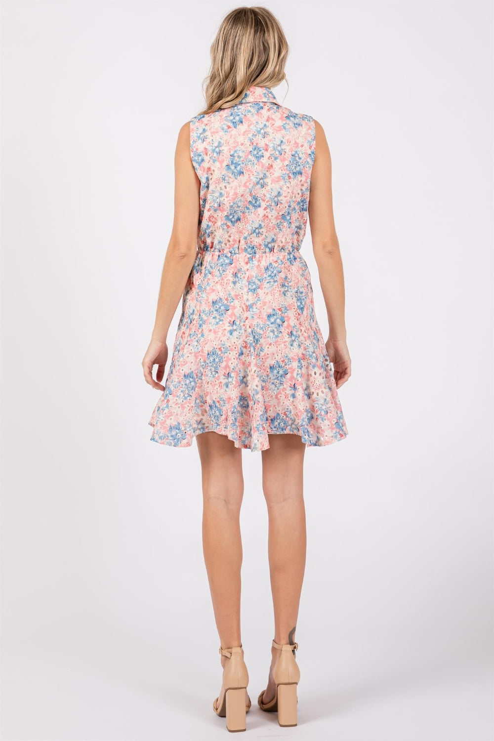 Floral Eyelet Sleeveless Mini Dress