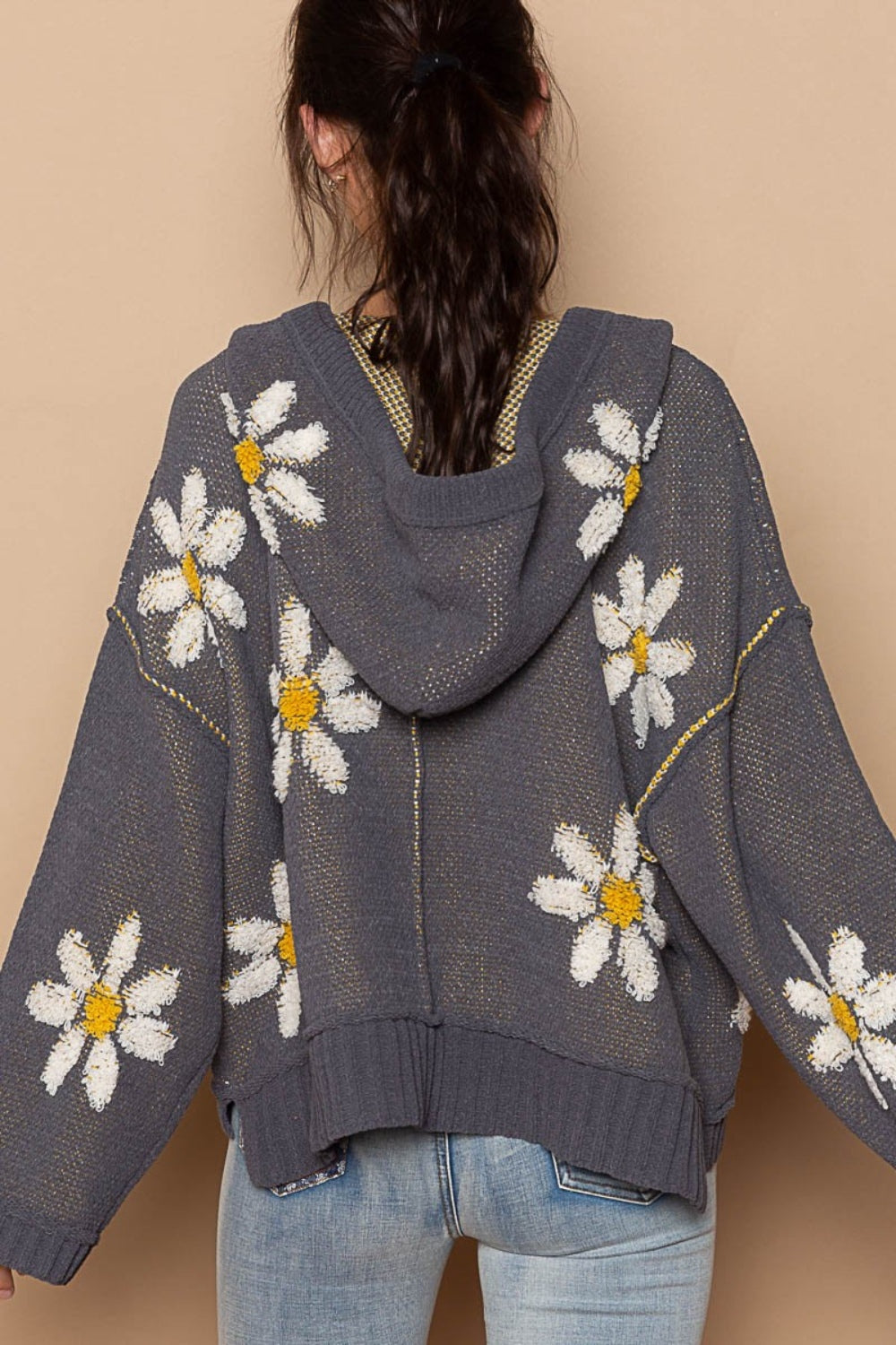 Floral Patch Hooded Sweater