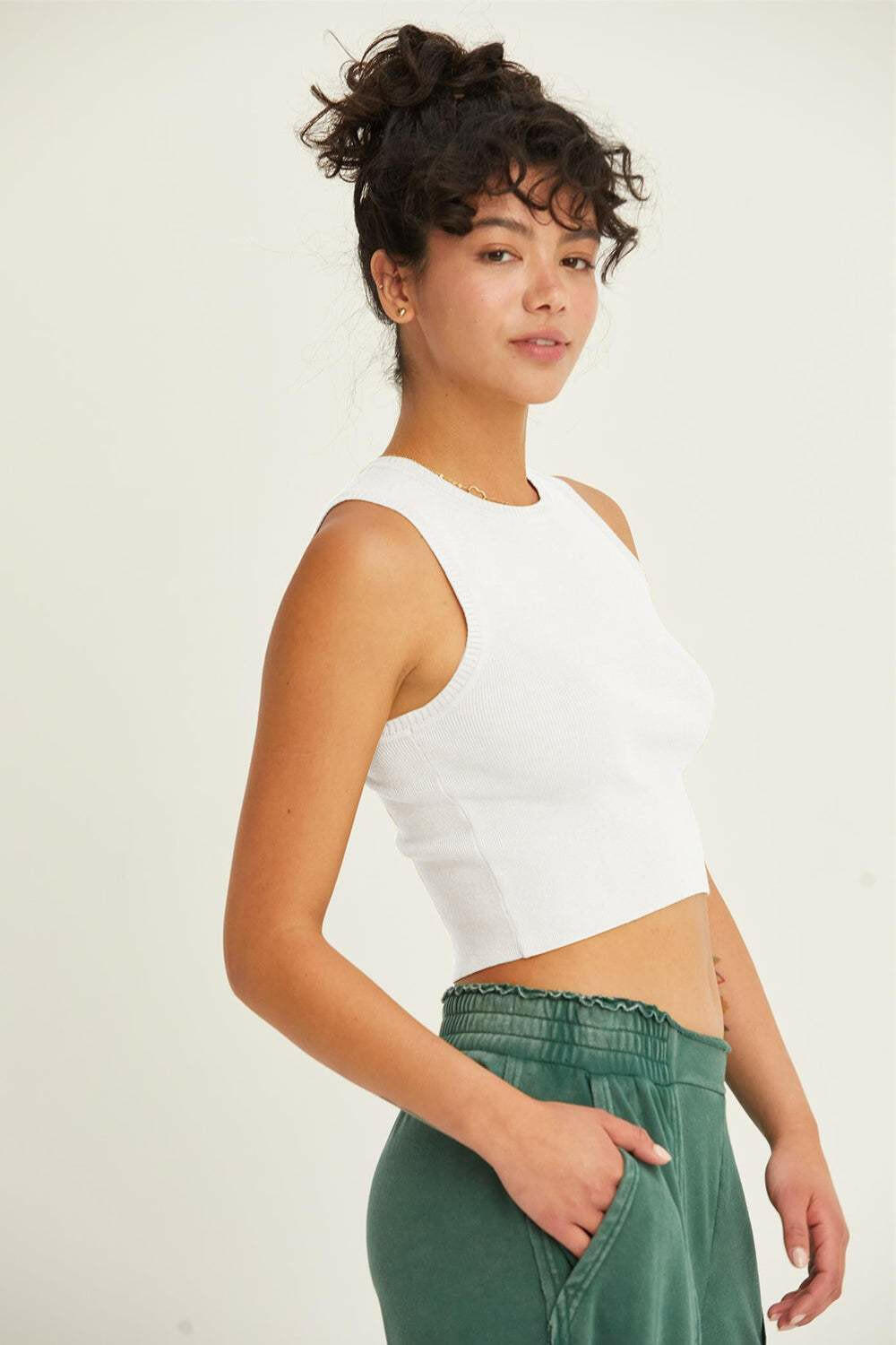 Ribbed Knit Cropped Tank Top - The Rogue Daisy