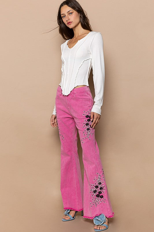 Embroidered Flare Pants