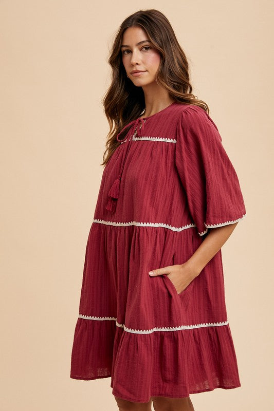 Burgandy Tassel Dress