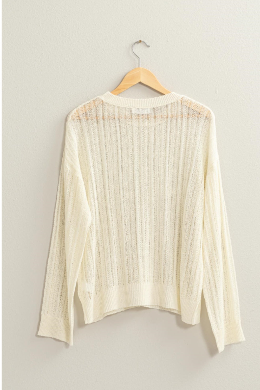 Openwork Ribbed Trim Knit Top