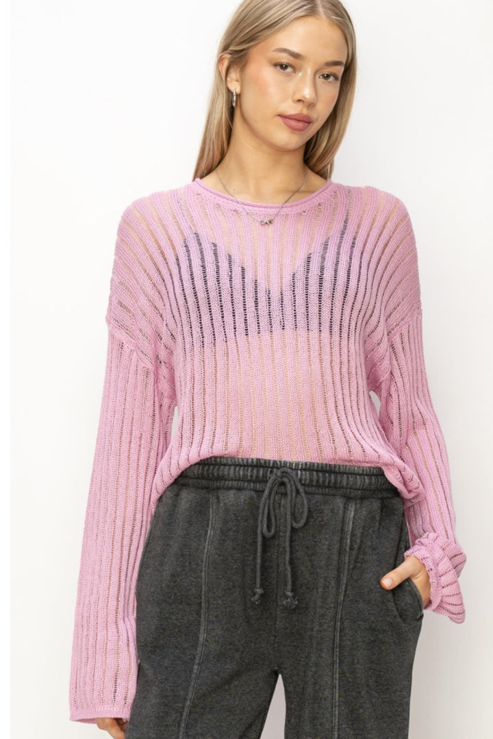 Openwork Ribbed Knit Top