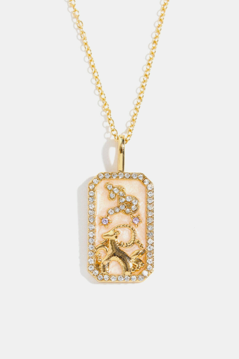 Zodiac Rhinestone Pendant Necklace.