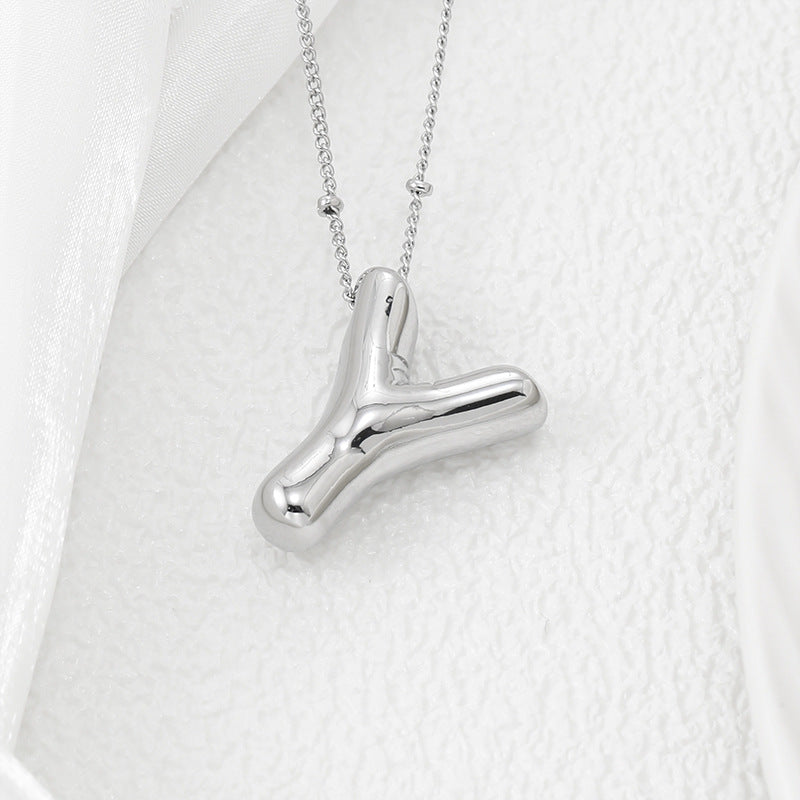 Bubble Letter Pendant Necklace M-Z