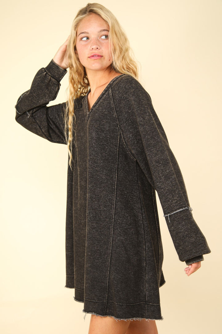 Mineral Washed Oversized A-Line Mini Dress