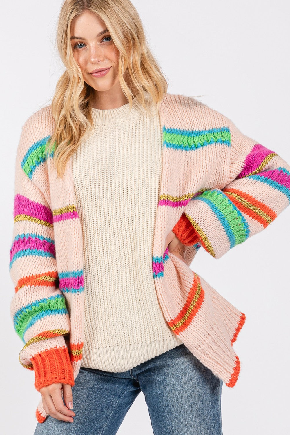 Rainbow Striped Cardigan