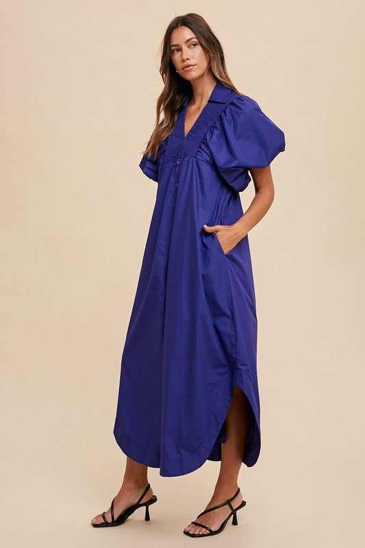 Royal Smock Midi Dress