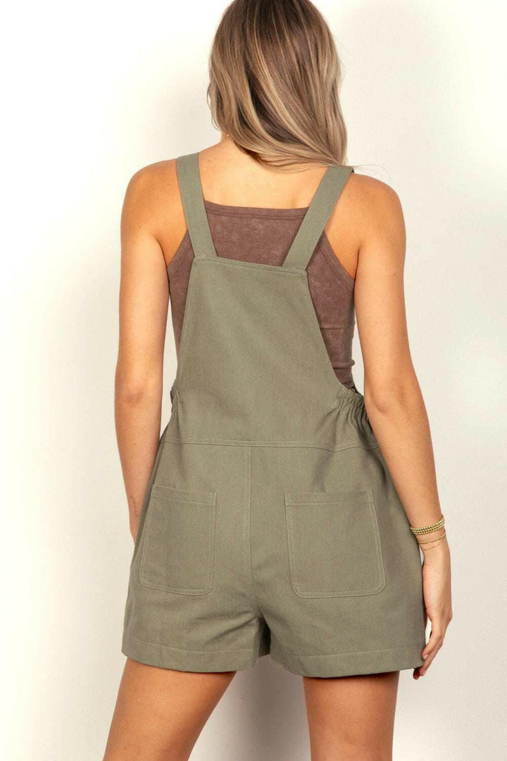 Olive Sunny Stroll Overall Shorts - Very J