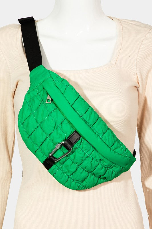 Carabiner Bubble Quilted Sling Bag