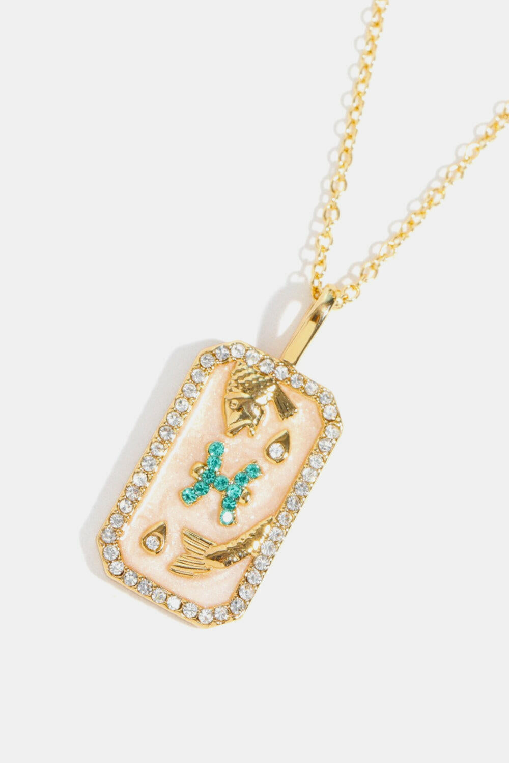 Zodiac Rhinestone Pendant Necklace.