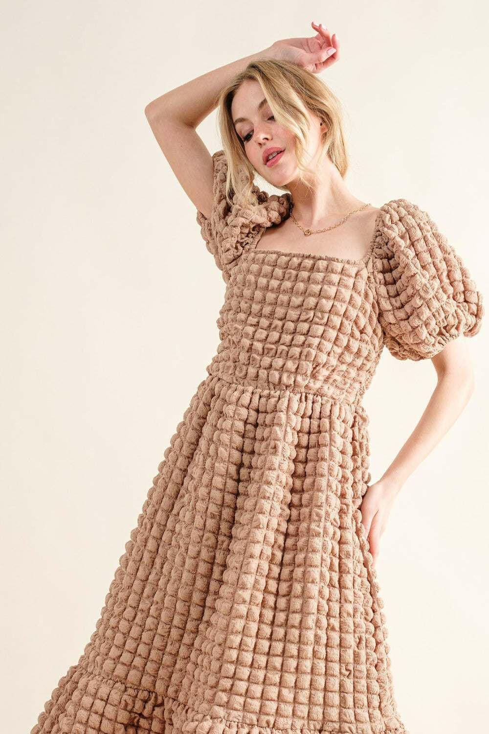 Waffle Dreams Textured Midi Dress - The Rogue Daisy