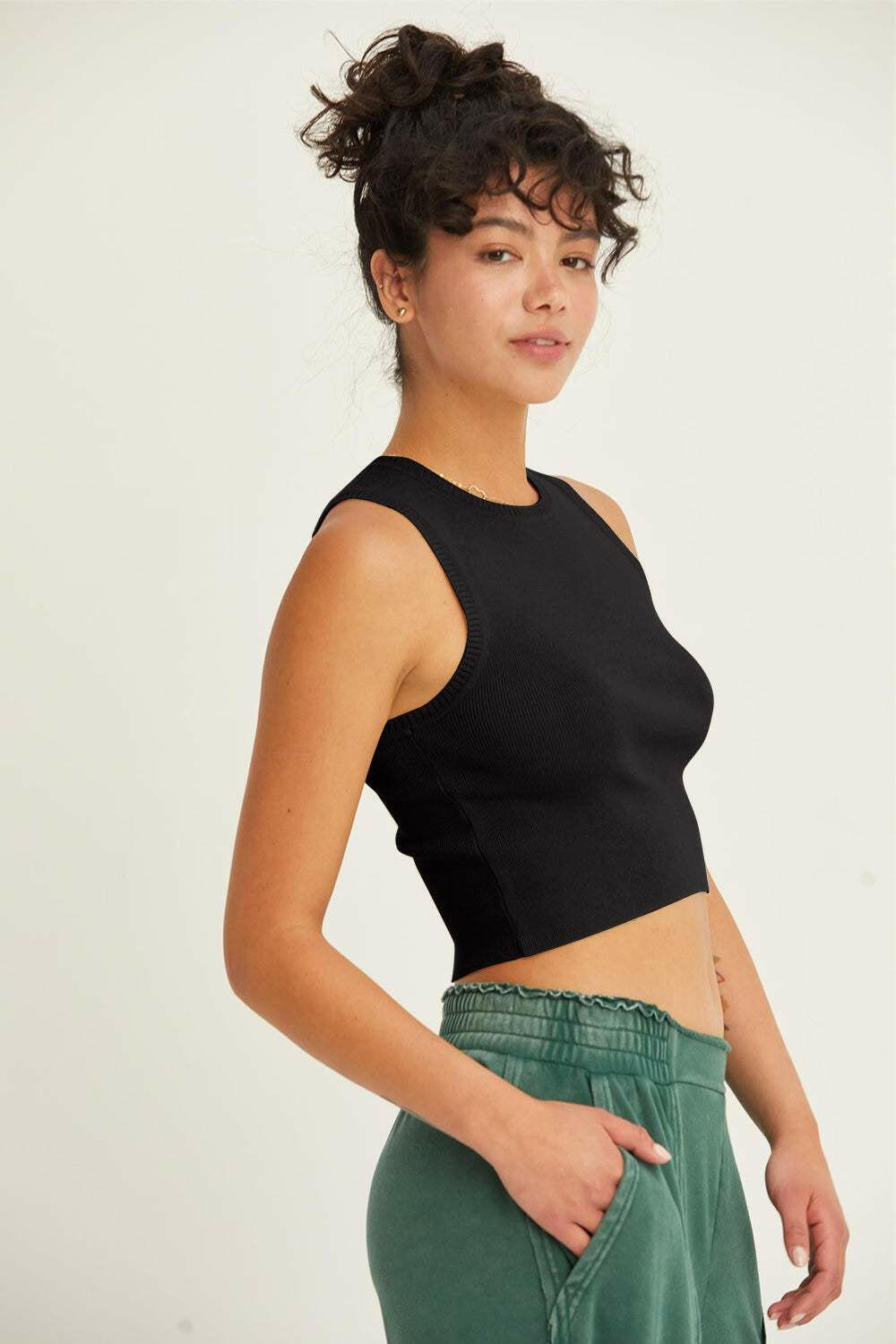 Ribbed Knit Cropped Tank Top - The Rogue Daisy