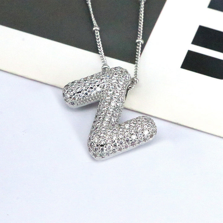 Sparkling Initial Bubble Necklace - M-Z