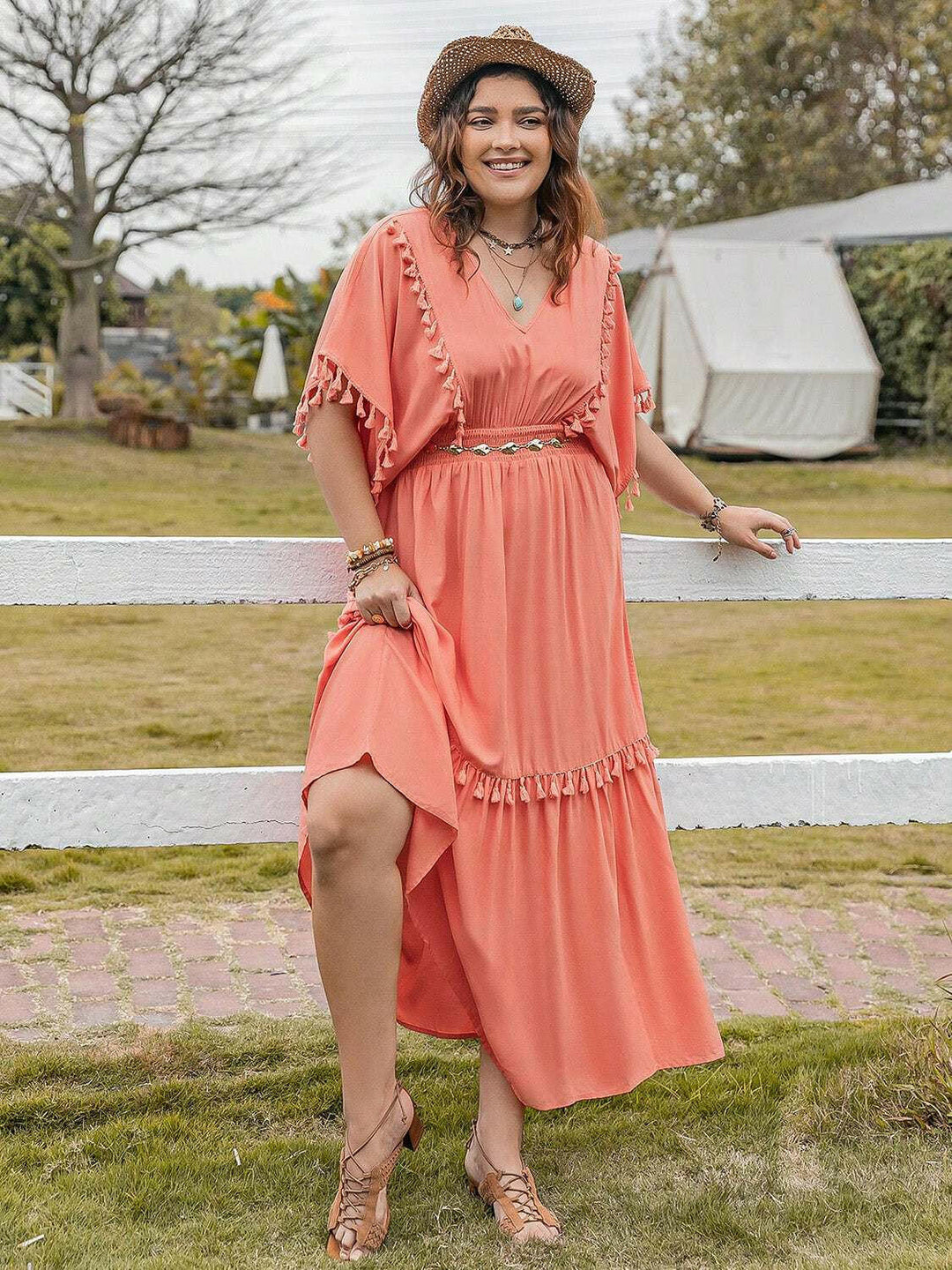 Tassel Charm Maxi Dress - Plus Size