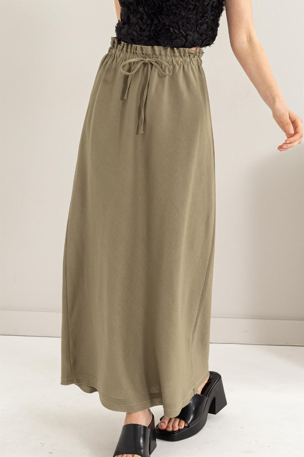 Linen Blend Maxi Skirt